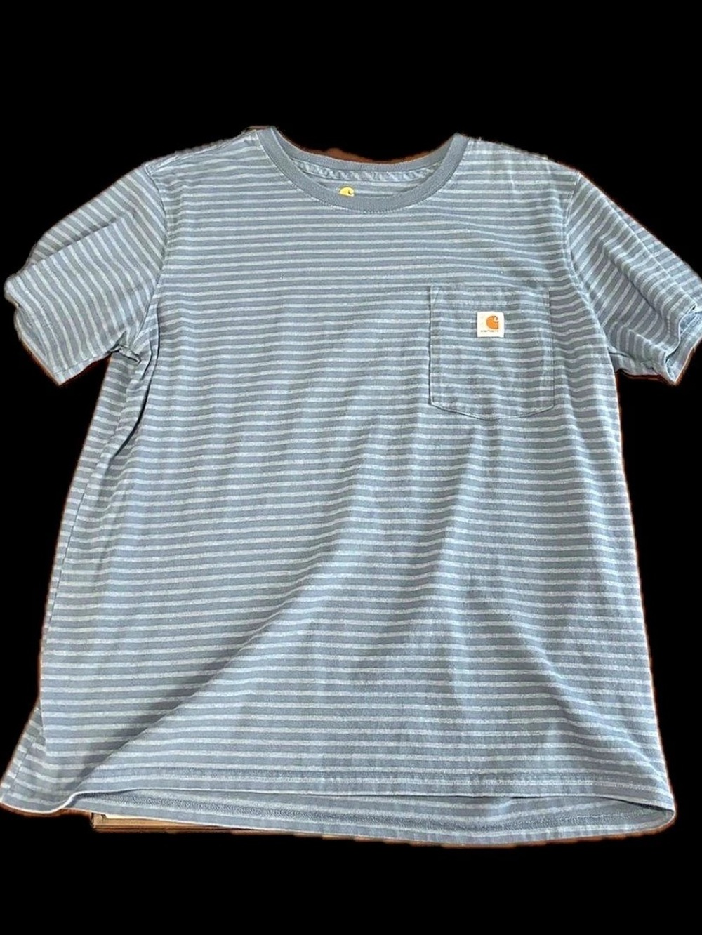 Carhartt Original Fit Striped Pocket Tee Blue & White Waist XL (16-18)